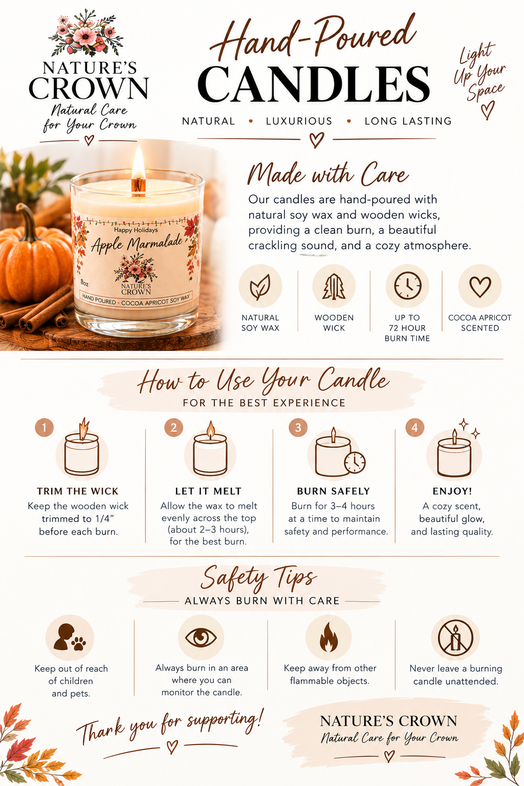 Pumpkin Latte Wooden Wick 12 oz. Soy Candle (Copy)